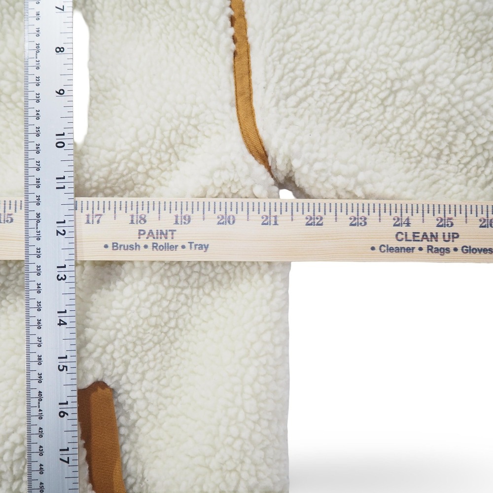 Madewell Sherpa Teddy Topcoat Women M Cream Tan Trim Button Front Long Jacket - Picture 8 of 9